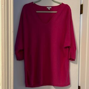 J. Jill V-Neck Sweater in Vibrant Pink